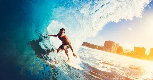 A surfer in the ocean